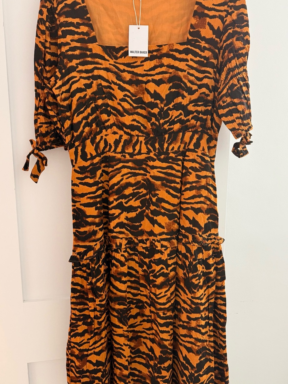 Walter Baker Orange and Black Tiger-Stripe Dress